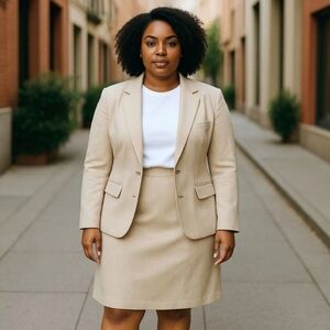 Napa Studio/Joan Leslie 2pc Skirt Set Size 20W Beige Tweed